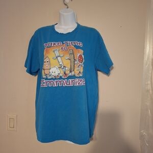 Vintage Gildan Large Blue T-shirt Take Time To Immunize Retro School Nurse